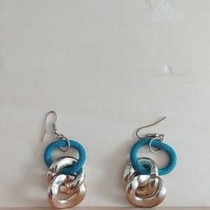 Gold and Blue Hoop Earrings